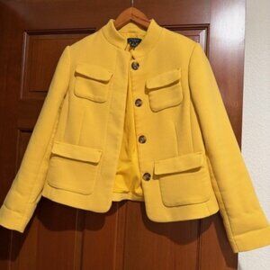 Ann Taylor Yellow Blazer Tailored Wool-Blend